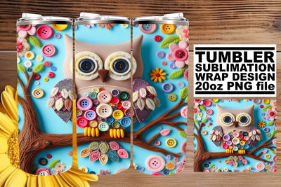 3D Owl Tumbler Design: Vibrant Feathers Sublimation afrosvg 