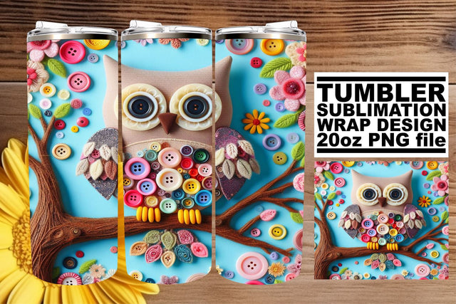 3D Owl Tumbler Design: Vibrant Feathers Sublimation afrosvg 