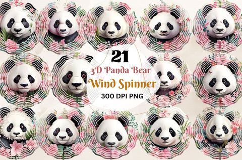 3D Panda Bear Wind Spinner Sublimation Designs Bundle Sublimation Regulrcrative 
