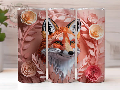 3D Paper Art Fox Tumbler, Paper Fox Tumbler, Whimsical Fox Wrap, Rustic Fox Wrap, Fantasy Fox Wrap, Sublimation Design, Trendy Gift Idea Sublimation Lara' s Designs 