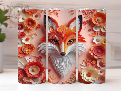 3D Paper Art Fox Tumbler, Paper Fox Tumbler, Whimsical Fox Wrap, Rustic Fox Wrap, Fantasy Fox Wrap, Sublimation Design, Trendy Gift Idea Sublimation Lara' s Designs 