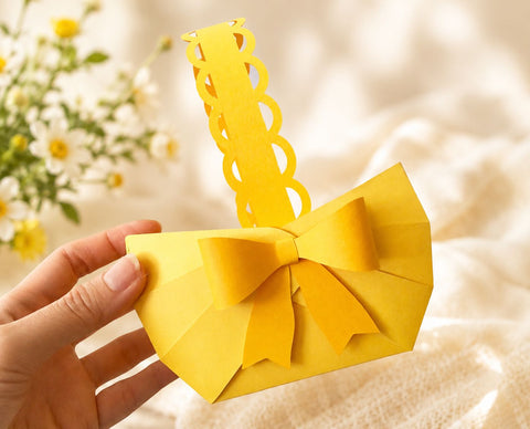 3D Paper Basket SVG - Bow Treat Box Cut File for Cricut - Easter Favor Bag - Wedding Favor Bag Digital Download SVG DreamingSVG 