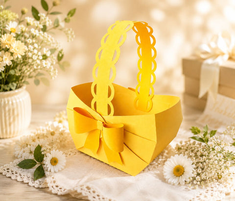 3D Paper Basket SVG - Bow Treat Box Cut File for Cricut - Easter Favor Bag - Wedding Favor Bag Digital Download SVG DreamingSVG 
