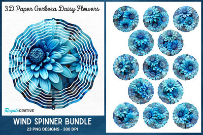 3D Paper Gerbera Daisy Flowers Wind Spinner Bundle Sublimation Regulrcrative 