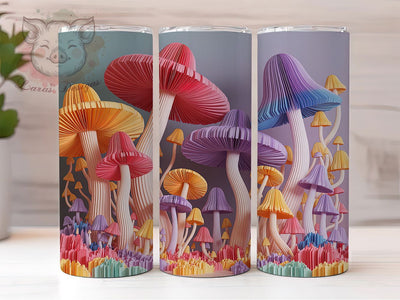 3D Paper Quill Mushroom Tumbler, Paper Quill Tumbler, Whimsical Mushroom Wrap, Rustic Mushroom Wrap, Fantasy Mushroom Wrap, Sublimation Design, Trendy Gift Idea Sublimation Lara' s Designs 