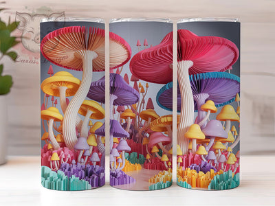 3D Paper Quill Mushroom Tumbler, Paper Quill Tumbler, Whimsical Mushroom Wrap, Rustic Mushroom Wrap, Fantasy Mushroom Wrap, Sublimation Design, Trendy Gift Idea Sublimation Lara' s Designs 