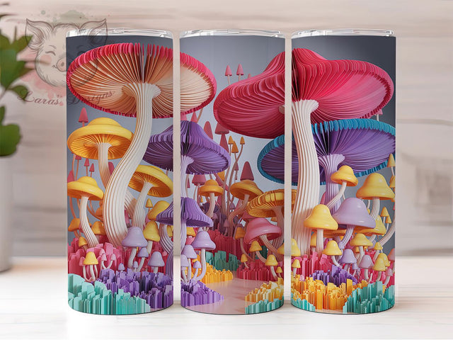 3D Paper Quill Mushroom Tumbler, Paper Quill Tumbler, Whimsical Mushroom Wrap, Rustic Mushroom Wrap, Fantasy Mushroom Wrap, Sublimation Design, Trendy Gift Idea Sublimation Lara' s Designs 
