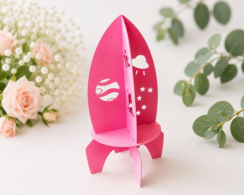 3D Papercraft Rocket SVG - DIY Rocket Model Plan - Space Ship Craft Template for Cricut - Outer Space Kids Room Decor Cut File SVG DreamingSVG 