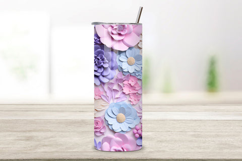 3D Pastel Blossom Tumbler Tumbler Wrap, Seamless Floral PNG Sublimation FloridPrintables 