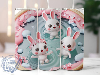 3D Pastel Cherry Blossom Bunny Tumbler, Pastel Cherry Blossom Cup, Cute Spring Drinkware, 20Oz Sublimation Wrap, Easter Bunny Design, Floral Bunny Gift, Kawaii Bunny Mug Sublimation ToriDesigns 