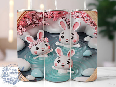 3D Pastel Cherry Blossom Bunny Tumbler, Pastel Cherry Blossom Cup, Cute Spring Drinkware, 20Oz Sublimation Wrap, Easter Bunny Design, Floral Bunny Gift, Kawaii Bunny Mug Sublimation ToriDesigns 