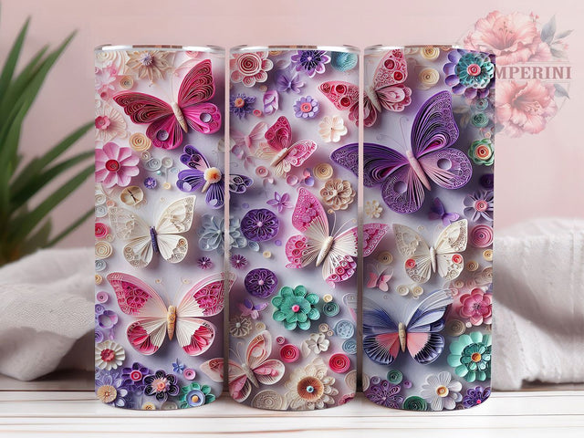 3D Pastel Colorful Butterfly Tumbler, Pastel Butterfly Tumbler, Whimsical Butterfly Wrap, Elegant Butterfly Wrap, Colorful Butterfly Wrap, Sublimation Design, Trendy Gift Idea Sublimation Li Zamperini 
