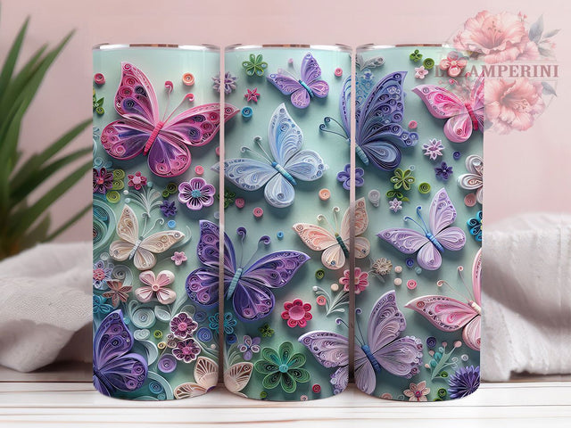 3D Pastel Colorful Butterfly Tumbler, Pastel Butterfly Tumbler, Whimsical Butterfly Wrap, Elegant Butterfly Wrap, Colorful Butterfly Wrap, Sublimation Design, Trendy Gift Idea Sublimation Li Zamperini 