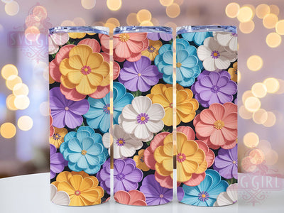 3D Pastel Colorful Floral Tumbler, Colorful Flower Pattern, Vibrant Floral Design, 20Oz Sublimation Wrap, Artistic Bloom Art, Soft Pastel Texture, Tumbler Sublimation Sublimation SvggirlplusArt 