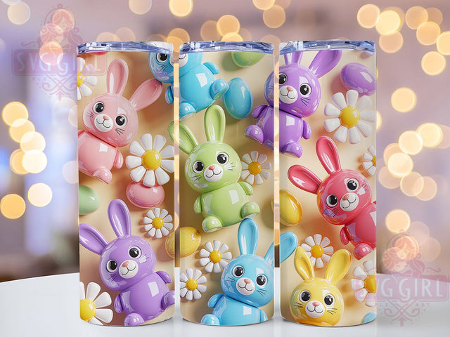 3D Pastel Easter Bunny Tumbler, Pastel Bunny Tumbler, Colorful Rabbit Wrap, Cute Bunny Wrap, Festive Bunny Wrap, Spring Bunny Wrap, Sublimation Design Sublimation SvggirlplusArt 