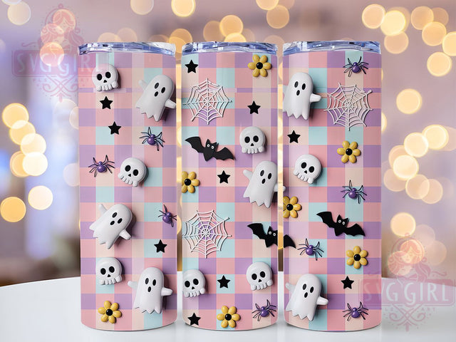 3D Pastel Floral Ghost Halloween Tumbler, Cute Spooky Floral Cup, 20Oz Sublimation Wrap, Adorable Ghost Mug, Pastel Halloween Drinkware, Kawaii Spooky Tumbler, Floral Ghost Design Sublimation SvggirlplusArt 