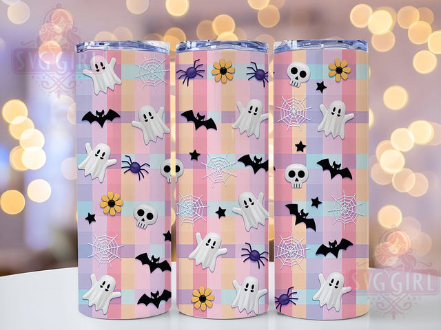 3D Pastel Floral Ghost Halloween Tumbler, Cute Spooky Floral Cup, 20Oz Sublimation Wrap, Adorable Ghost Mug, Pastel Halloween Drinkware, Kawaii Spooky Tumbler, Floral Ghost Design Sublimation SvggirlplusArt 