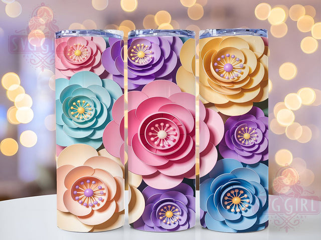 3D Pastel Puffy Floral Tumbler, Soft Floral Design, Pastel Flower Pattern, 20Oz Sublimation Wrap, Puffy Floral Texture, Pastel Aesthetic Flowers, Tumbler Sublimation Sublimation SvggirlplusArt 