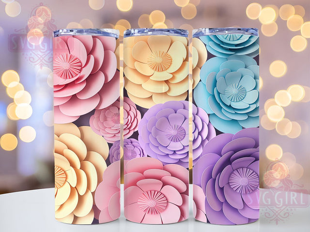 3D Pastel Puffy Floral Tumbler, Soft Floral Design, Pastel Flower Pattern, 20Oz Sublimation Wrap, Puffy Floral Texture, Pastel Aesthetic Flowers, Tumbler Sublimation Sublimation SvggirlplusArt 