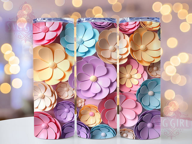 3D Pastel Puffy Floral Tumbler, Soft Floral Design, Pastel Flower Pattern, 20Oz Sublimation Wrap, Puffy Floral Texture, Pastel Aesthetic Flowers, Tumbler Sublimation Sublimation SvggirlplusArt 