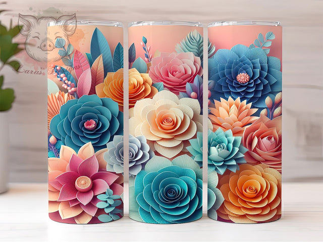 3D Pastel Soft Floral Tumbler, Soft Floral, Pastel Flower Design, Gentle Floral Wrap, 3D Tumbler, Pastel Sublimation, Light Floral Pattern Sublimation Lara' s Designs 