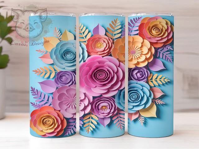 3D Pastel Soft Floral Tumbler, Soft Floral, Pastel Flower Design, Gentle Floral Wrap, 3D Tumbler, Pastel Sublimation, Light Floral Pattern Sublimation Lara' s Designs 