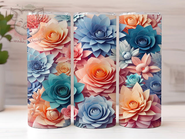 3D Pastel Soft Floral Tumbler, Soft Floral, Pastel Flower Design, Gentle Floral Wrap, 3D Tumbler, Pastel Sublimation, Light Floral Pattern Sublimation Lara' s Designs 