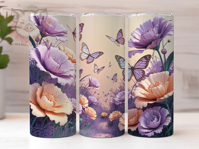 3D Pastel Spring Butterfly Tumbler, 3D Spring Floral Tumbler, Elegant Butterfly Wrap, Whimsical Pastel Wrap, Artistic Floral Wrap, Sublimation Design, Trendy Gift Idea Sublimation Lara' s Designs 