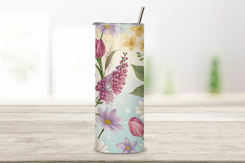 3D Pastel Spring Garden Seamless Tumbler Wrap, Soft Florals, seamless tumbler wrap, pastel floral design, spring garden wrap, watercolor easter design, 20oz skinny tumbler, tapered tumbler wrap, straight tumbler design Sublimation FloridPrintables 