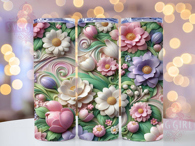 3D Pastel Tulip Daisy 20oz Tumbler, 3D Daisies, Seamless Wrap, 20oz Sublimation, Floral Tumbler, Elegant Style, PNG File Sublimation SvggirlplusArt 