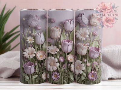 3D Pastel Tulip Daisy Tumbler, Pastel Daisy Tumbler, Seamless Floral Wrap, Whimsical Flower Wrap, Elegant Pastel Wrap, Sublimation Design, Trendy Gift Idea Sublimation Li Zamperini 