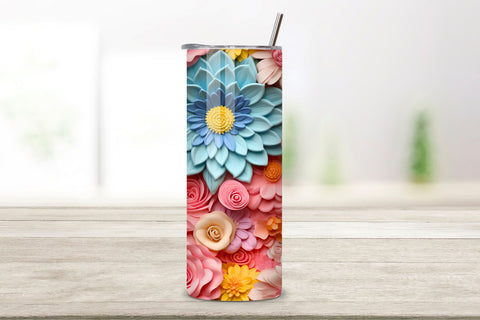 3D Pastel Wonderland Bouquet Tumbler Wrap, Floral PNG Sublimation FloridPrintables 