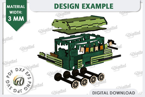 3D Patrick's Day Train Laser Cut Design. Home Decor SVG SVG Evgenyia Guschina 