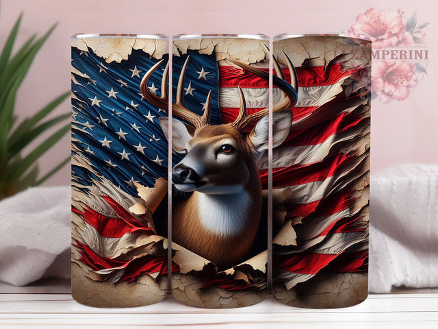 3D Patriotic American Deer Tumbler, American Flag Tumbler, Patriotic Deer Wrap, Rustic Flag Wrap, Country Deer Wrap, Sublimation Design, Trendy Gift Idea Sublimation Li Zamperini 