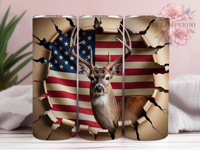 3D Patriotic American Deer Tumbler, American Flag Tumbler, Patriotic Deer Wrap, Rustic Flag Wrap, Country Deer Wrap, Sublimation Design, Trendy Gift Idea Sublimation Li Zamperini 