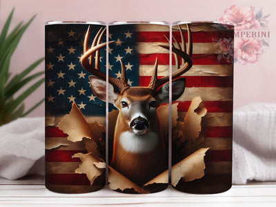3D Patriotic American Deer Tumbler, American Flag Tumbler, Patriotic Deer Wrap, Rustic Flag Wrap, Country Deer Wrap, Sublimation Design, Trendy Gift Idea Sublimation Li Zamperini 