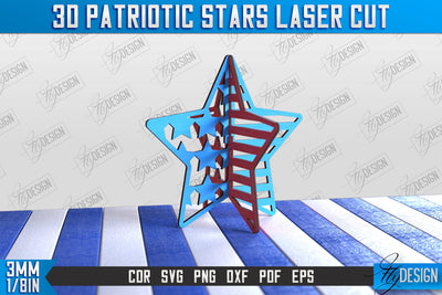 3D Patriotic Star Stand | Decorative Stand | Red White and Blue | CNC File SVG Fly Design 