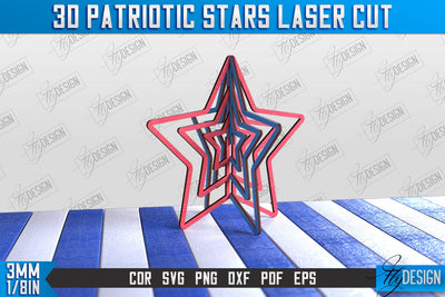 3D Patriotic Star Stand | Decorative Stand | Red White and Blue | CNC File SVG Fly Design 