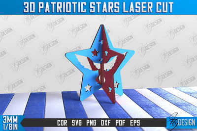 3D Patriotic Star Stand | Decorative Stand | Red White and Blue | CNC File SVG Fly Design 