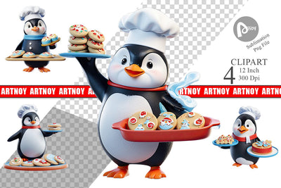 3D Penguin Chef Clipart Sublimation artnoy 