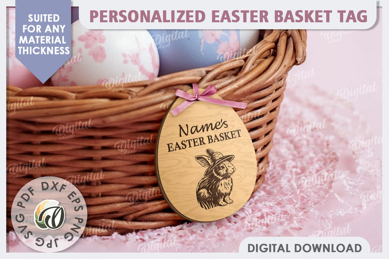 3D Personalised Easter Basket Tag Laser Cut. Easter Egg SVG SVG Evgenyia Guschina 