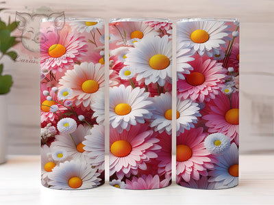 3D Pink and White Floral Tumbler, Pink and White Flower Tumbler, Whimsical Flower Wrap, Elegant Floral Wrap, Vibrant Flower Wrap, Sublimation Design, Trendy Gift Idea Sublimation Lara' s Designs 