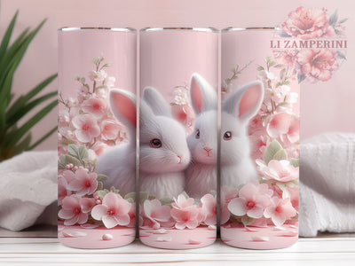 3D Pink Baby Rabbit Tumbler, Pink Bunny Tumbler, Cute Rabbit Wrap, Stylish 20oz Wrap, Sublimation Design, Trendy Gift Idea, Inspirational Easter Tumbler Sublimation Li Zamperini 