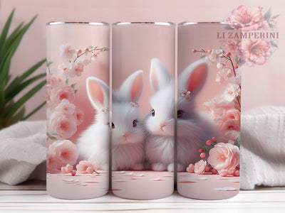 3D Pink Baby Rabbit Tumbler, Pink Bunny Tumbler, Cute Rabbit Wrap, Stylish 20oz Wrap, Sublimation Design, Trendy Gift Idea, Inspirational Easter Tumbler Sublimation Li Zamperini 