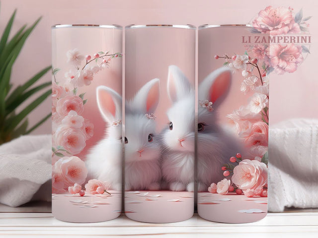 3D Pink Baby Rabbit Tumbler, Pink Bunny Tumbler, Cute Rabbit Wrap, Stylish 20oz Wrap, Sublimation Design, Trendy Gift Idea, Inspirational Easter Tumbler Sublimation Li Zamperini 