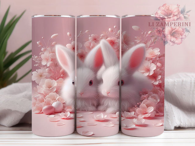 3D Pink Baby Rabbit Tumbler, Pink Bunny Tumbler, Cute Rabbit Wrap, Stylish 20oz Wrap, Sublimation Design, Trendy Gift Idea, Inspirational Easter Tumbler Sublimation Li Zamperini 