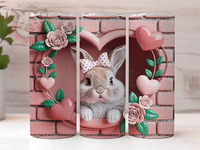 3D Pink Bunny Hole Tumbler, Pink Bunny Tumbler, Hole in Wall Wrap, Inflated Bunny Wrap, Stylish 20oz Wrap, Sublimation Design, Trendy Gift Idea Sublimation Lara' s Designs 