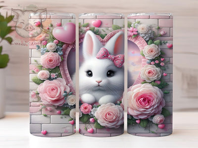 3D Pink Bunny Hole Tumbler, Pink Bunny Tumbler, Hole in Wall Wrap, Inflated Bunny Wrap, Stylish 20oz Wrap, Sublimation Design, Trendy Gift Idea Sublimation Lara' s Designs 