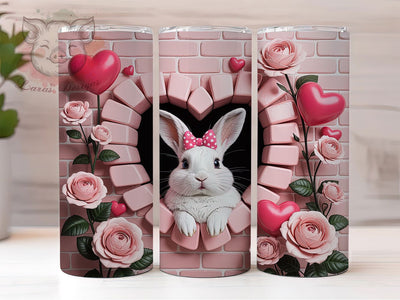 3D Pink Bunny Hole Tumbler, Pink Bunny Tumbler, Hole in Wall Wrap, Inflated Bunny Wrap, Stylish 20oz Wrap, Sublimation Design, Trendy Gift Idea Sublimation Lara' s Designs 