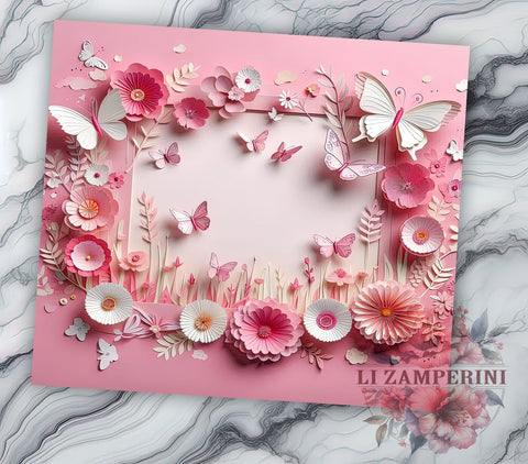 3D Pink Butterfly 20oz Tumbler Wrap PNG, Pastel Butterflies Tumbler Png, Straight & Tapered Tumbler Wrap, Instant Digital Download Sublimation Li Zamperini 